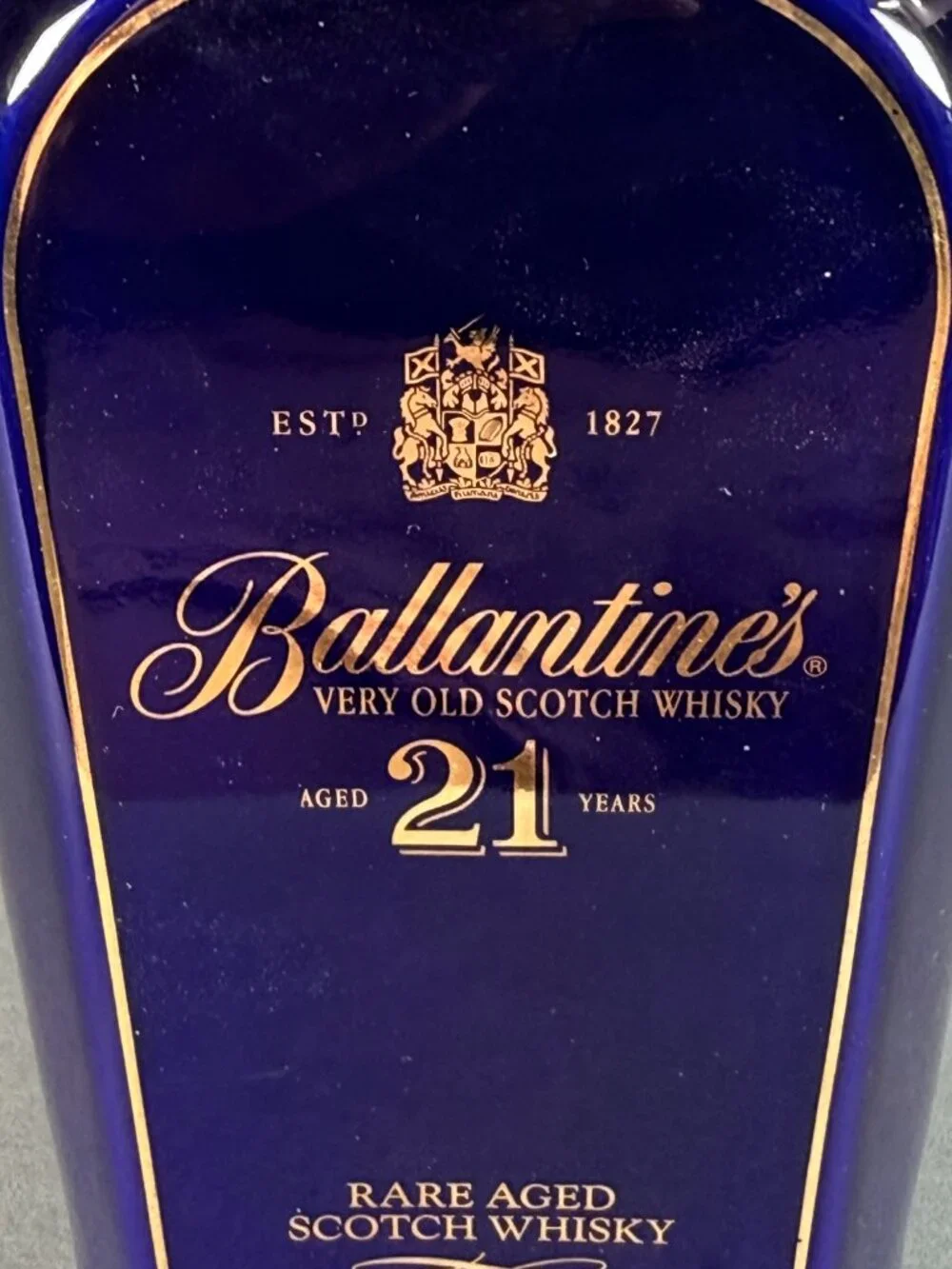 Rare Ballantine's 21 Year Old Empty Blue Wade Porcelain Whisky Decanter 70cl